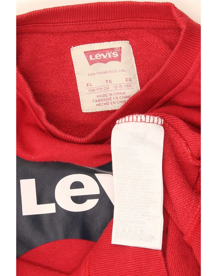 Moletom gráfico Levi's Boys 13-14 anos XL vermelho algodão