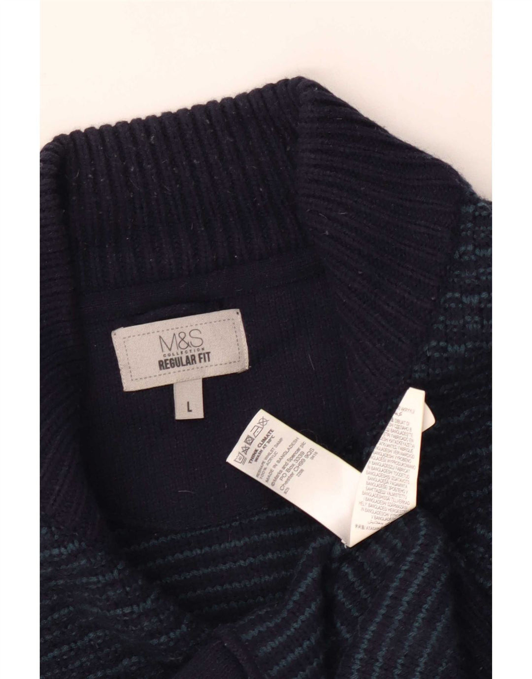 Suéter cardigã masculino Marks & Spencer regular fit grande acrílico azul marinho