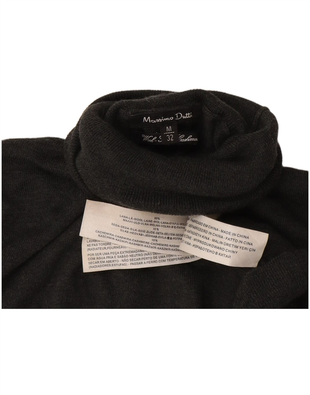 Suéter feminino Massimo Dutti com gola redonda Reino Unido 12 lã cinza médio