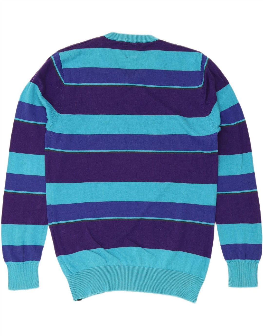 JACK & JONES Mens V-Neck Jumper Sweater Large Blue Striped Cotton Vintage Jack & Jones and Second-Hand Jack & Jones from Messina Hembry 