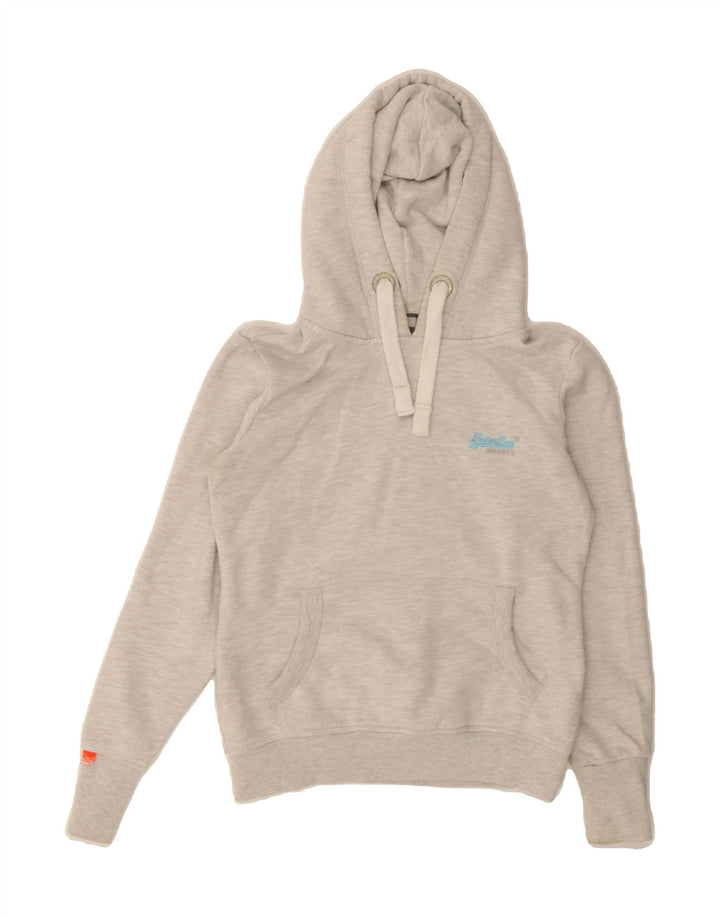 SUPERDRY Womens Hoodie Jumper UK 10 Small Grey Cotton Vintage Superdry and Second-Hand Superdry from Messina Hembry 