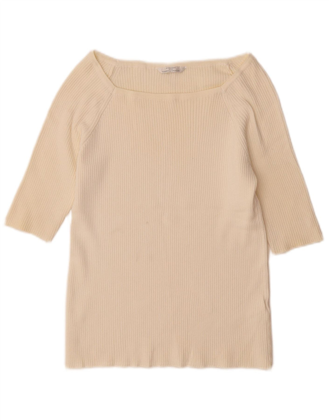 Suéter feminino Marks & Spencer manga 3/4 Reino Unido 14 grande branco