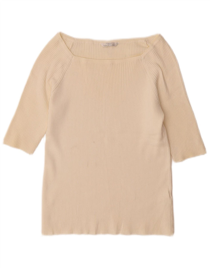 Suéter feminino Marks & Spencer manga 3/4 Reino Unido 14 grande branco