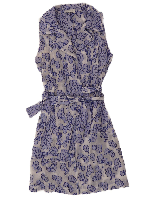 Vestido feminino sem mangas FAIRLY UK 14 floral azul médio