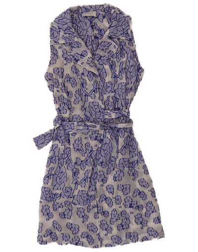 Vestido feminino sem mangas FAIRLY UK 14 floral azul médio