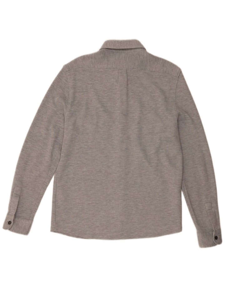 Camisa masculina Reiss grande algodão manchado cinza
