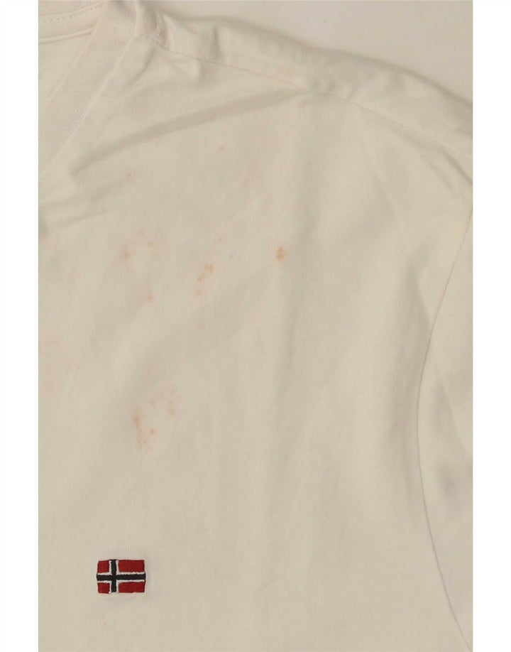 Camiseta masculina geográfica Napapijri Top médio algodão branco