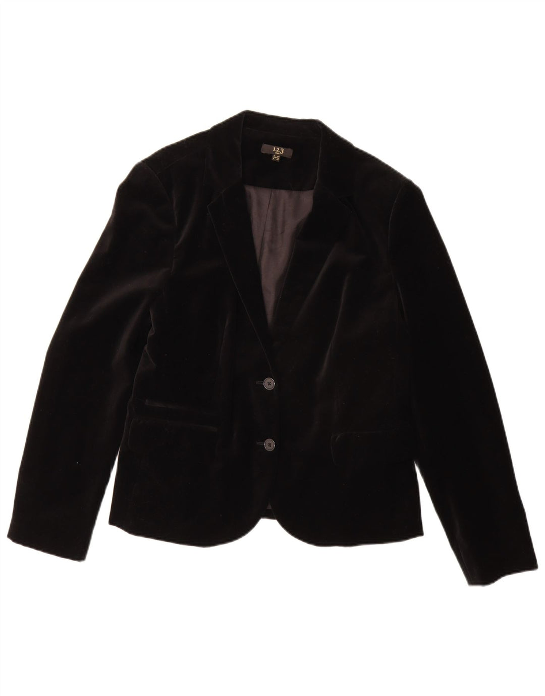 1.2.3 Jaqueta blazer feminina de veludo com 2 botões PARIS EU 44 algodão preto médio