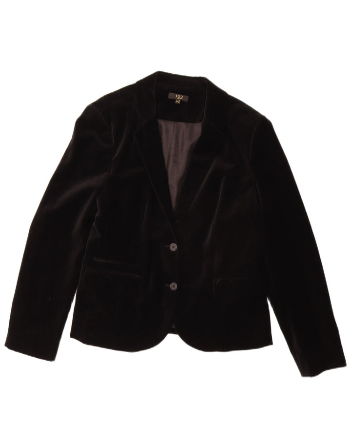 1.2.3 Jaqueta blazer feminina de veludo com 2 botões PARIS EU 44 algodão preto médio