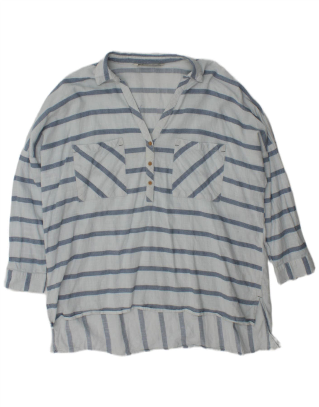 Zara blusa feminina oversized top UK 18 XL listrado azul