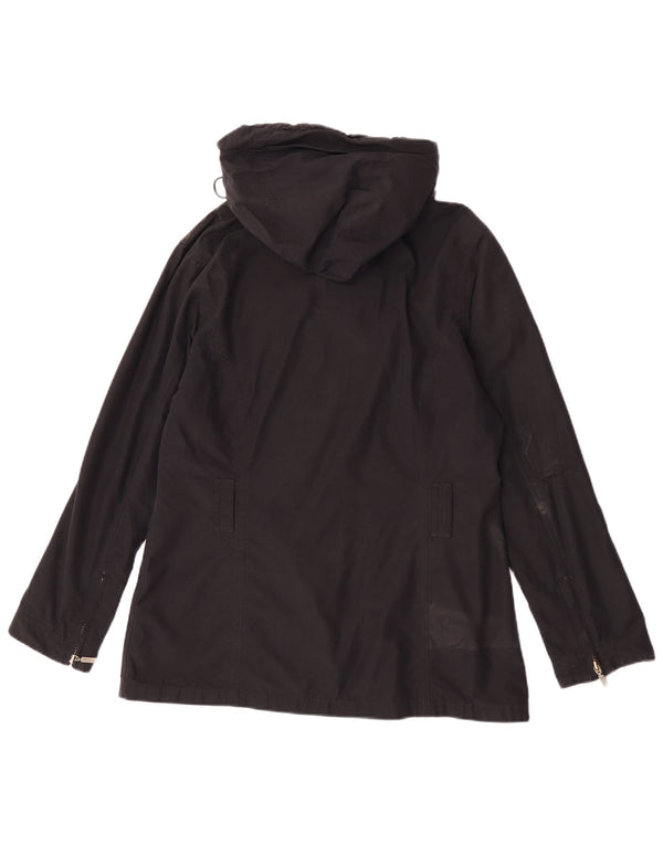 Jaqueta de chuva feminina com capuz Barbour Reino Unido 14 grande algodão preto