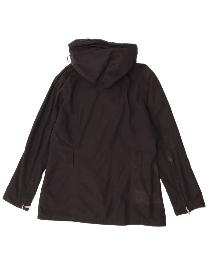 Jaqueta de chuva feminina com capuz Barbour Reino Unido 14 grande algodão preto