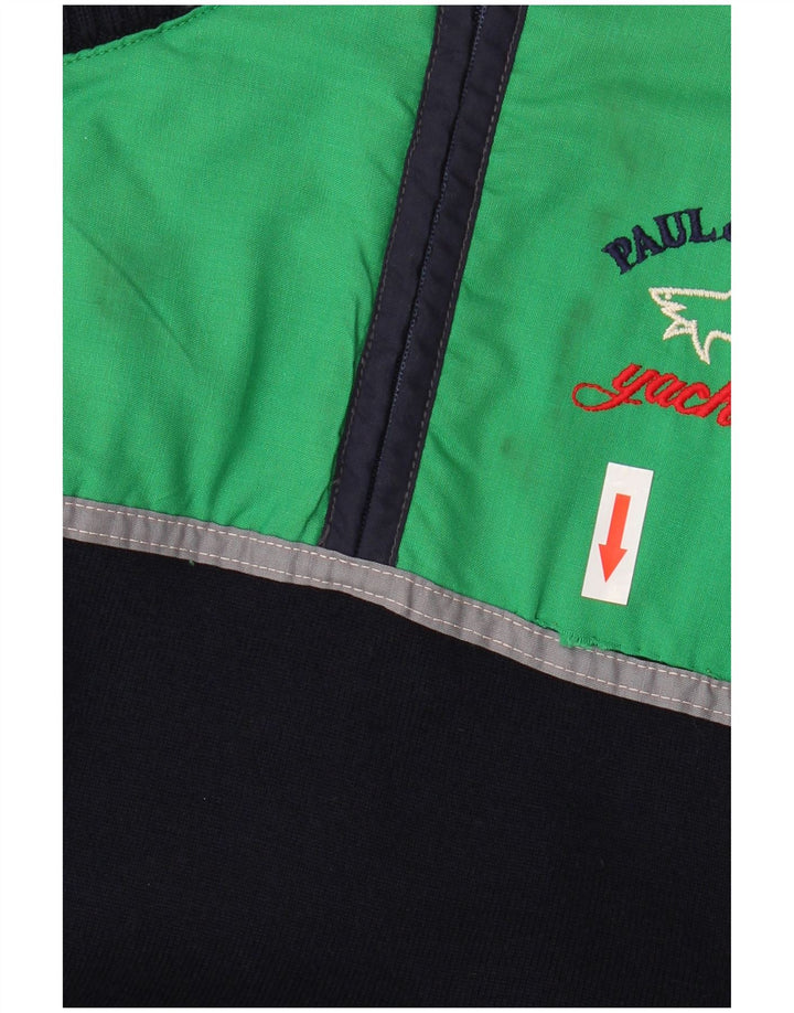 Suéter masculino Paul & Shark com zíper e gola em lã virgem azul marinho médio