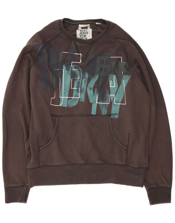 Dkny moletom gráfico masculino jumper XL algodão cinza