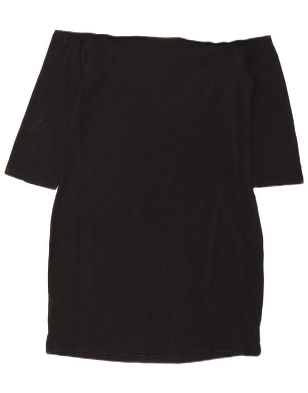 Vestido feminino ADIDAS com ombros de fora UK 18 XL preto algodão