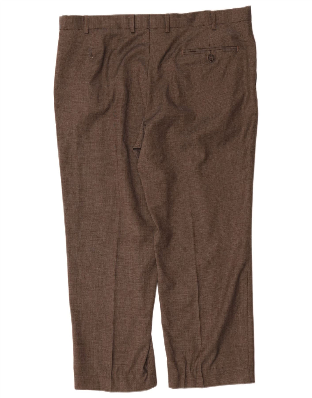 Calça masculina de terno reto Marks & Spencer W38 L29 lã marrom