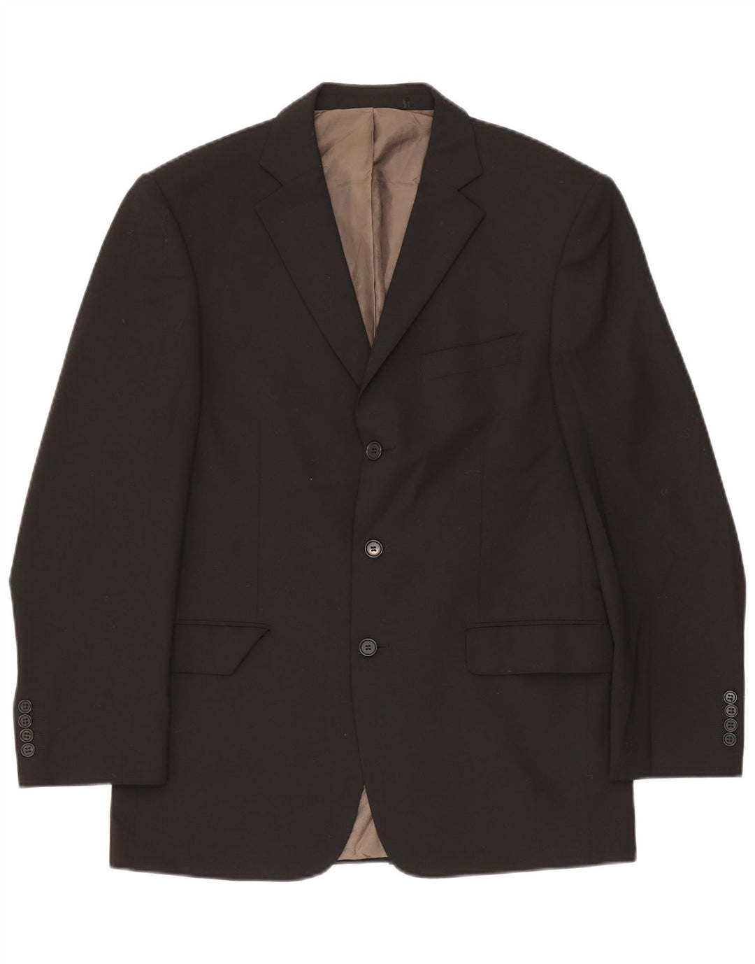 Jaqueta blazer masculina de 3 botões Marks & Spencer Reino Unido 40 grande poliéster preto