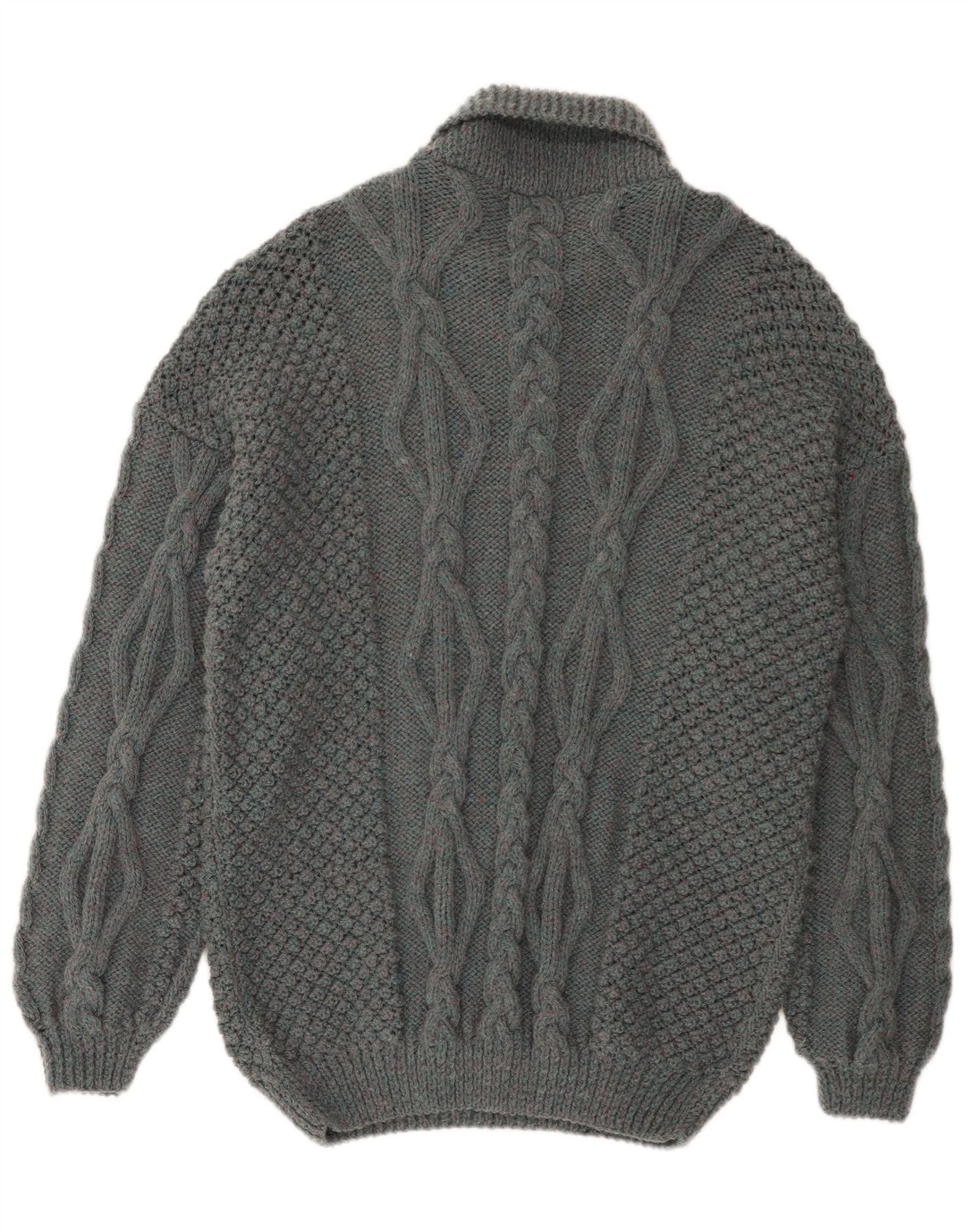 Suéter masculino vintage com gola polo grande cinza