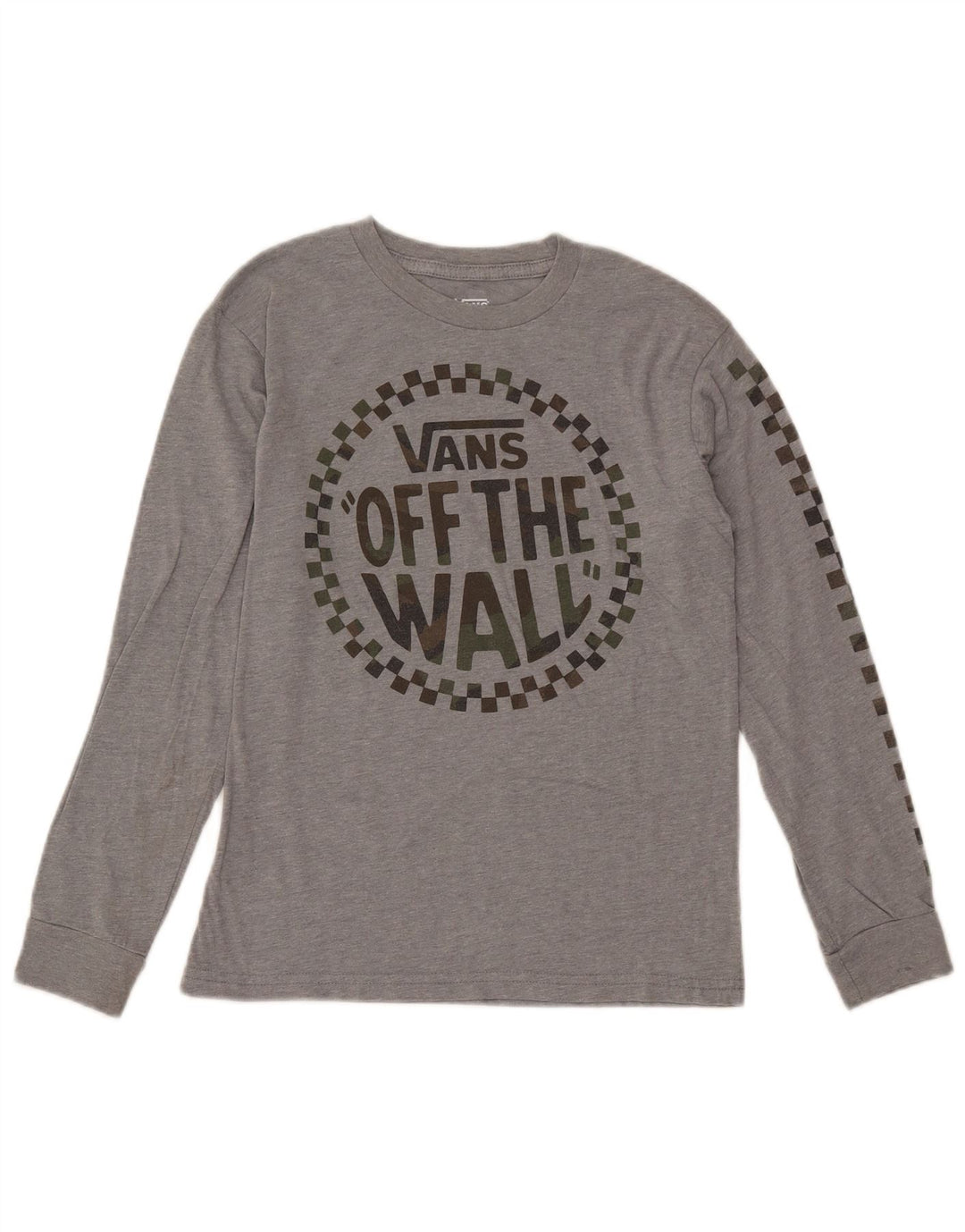 Top gráfico feminino VANS manga comprida UK 10 pequeno algodão cinza