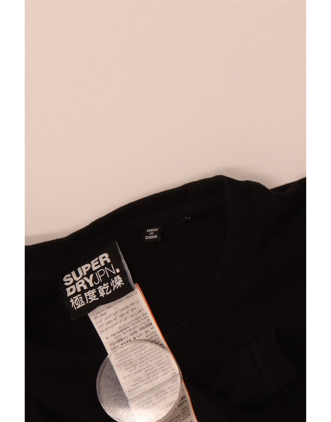 SUPERDRY Top masculino de manga comprida de algodão preto médio