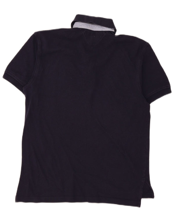 Camisa polo masculina Tommy Hilfiger pequena algodão azul marinho