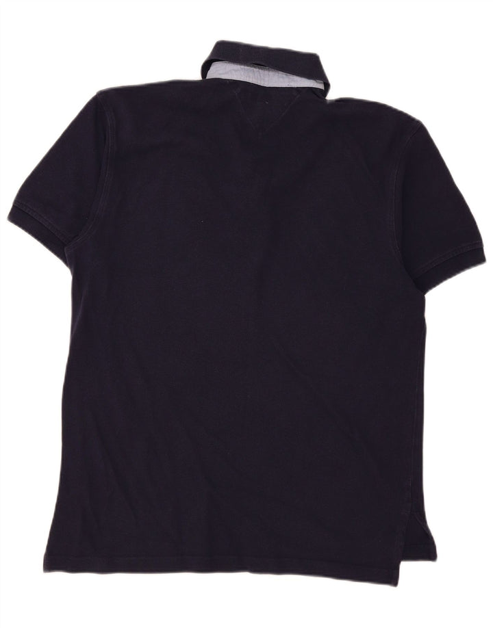Camisa polo masculina Tommy Hilfiger pequena algodão azul marinho