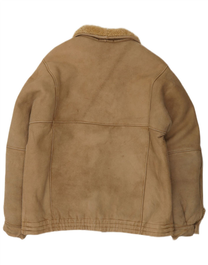 Jaqueta masculina vintage Shearling UK 38 marrom médio
