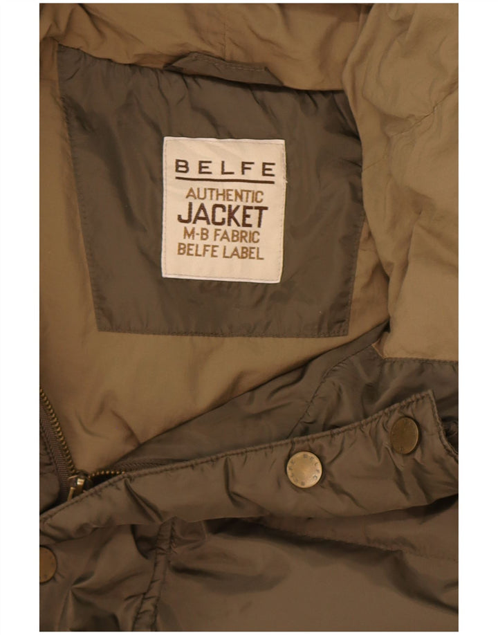 Jaqueta masculina acolchoada com capuz Belfe UK 44 2XL poliamida cáqui