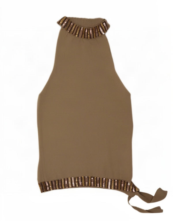 Zara Womens Halter Top Reino Unido 12 Médio Cinza Rayon