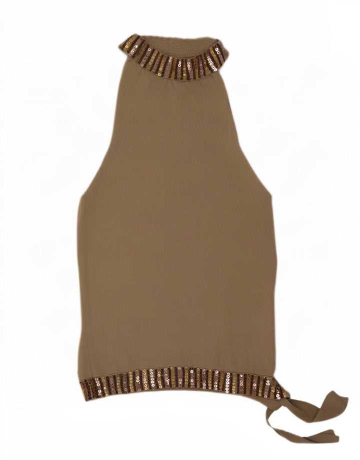 Zara Womens Halter Top Reino Unido 12 Médio Cinza Rayon