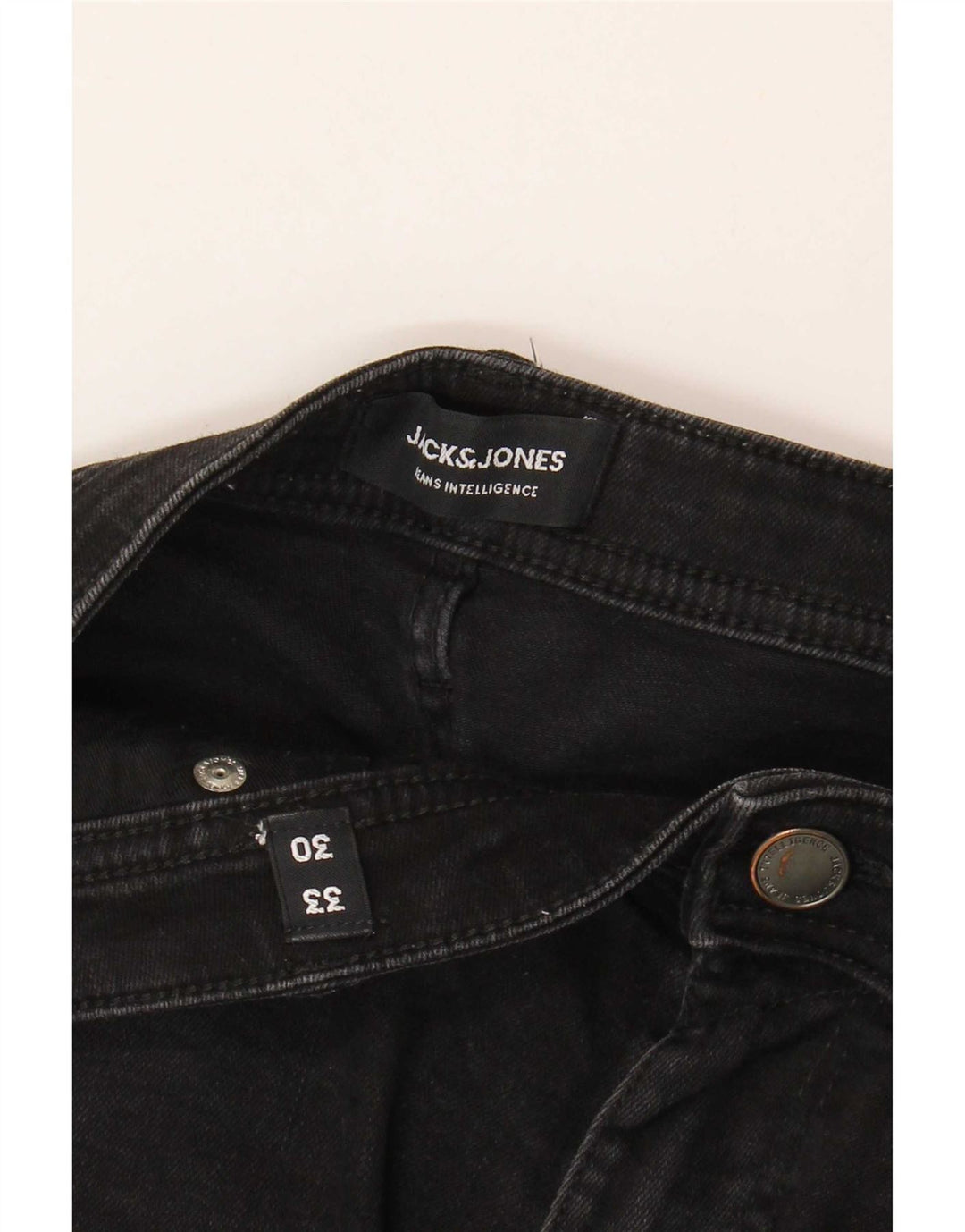 Jack & Jones Masculino GLENN Slim Jeans W33 L30 Algodão Preto