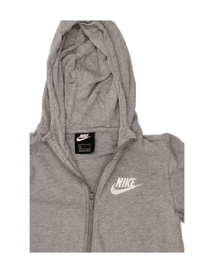 NIKE Boys Zip Hoodie Sweater 12-13 Years Large  Grey Cotton Vintage Nike and Second-Hand Nike from Messina Hembry 