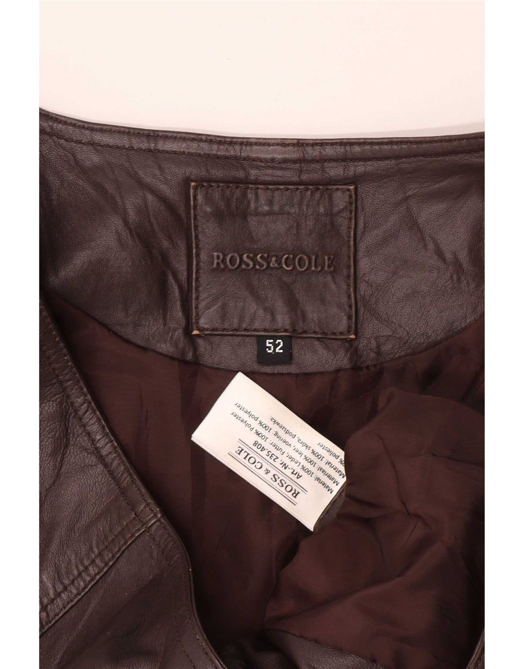 Colete de couro masculino Ross&Cole IT 52 XL marrom