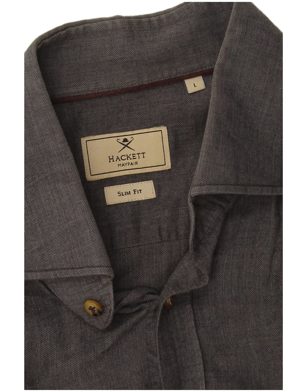 Camisa masculina Hackett Slim Fit grande algodão cinza