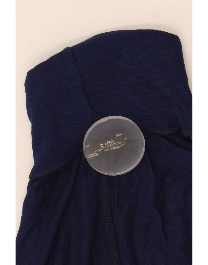 Suéter feminino Zara com gola alta e gola alta Reino Unido 10 pequeno azul marinho