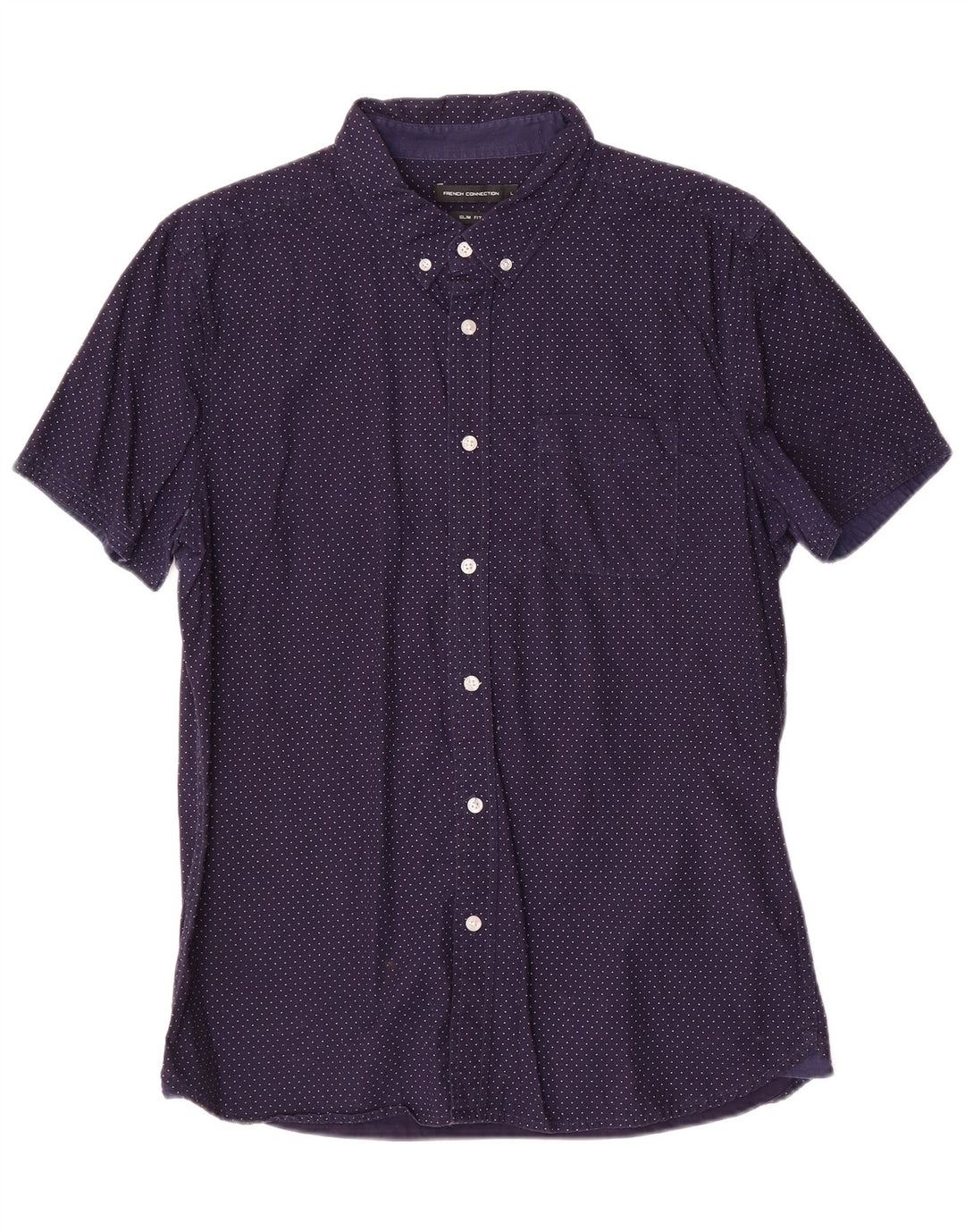 Camisa masculina Slim Fit French Connection grande algodão manchado azul marinho