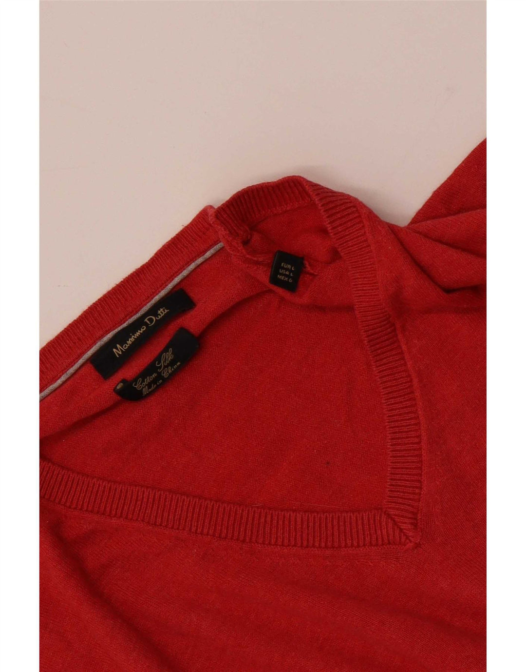 Suéter masculino Massimo Dutti com decote em V grande algodão vermelho