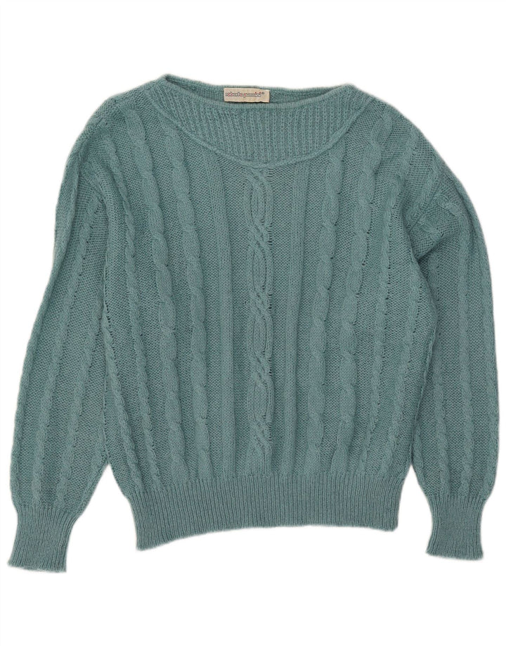 Suéter feminino Roberta Puccini com gola canoa IT 46 acrílico azul grande