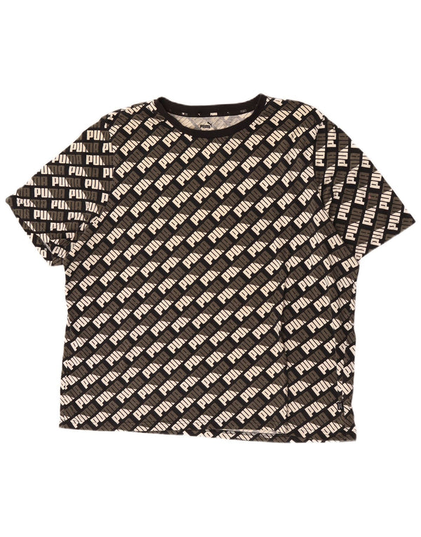 Puma Mens Graphic T-Shirt Top 2XL Algodão Preto