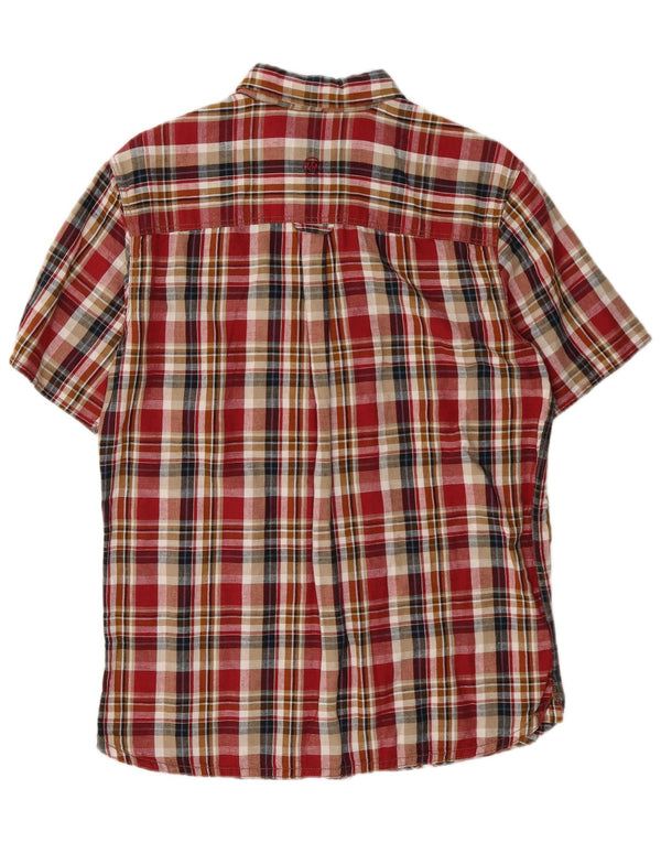 Camisa de manga curta masculina Fat Face pequeno algodão vermelho xadrez