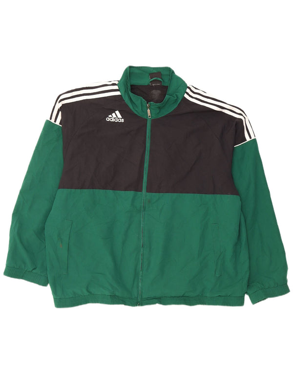 ADIDAS Mens Tracksuit Top Jacket UK 46/48 XL Verde Colourblock Poliéster