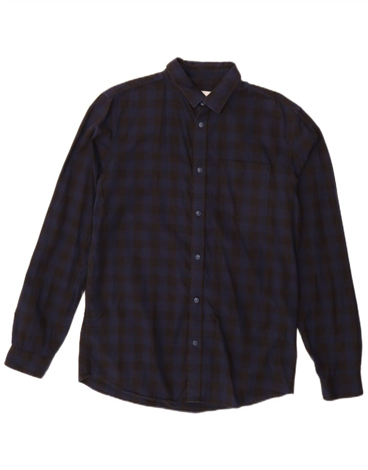 Camisa masculina JACK & JONES slim fit grande algodão guingão preto