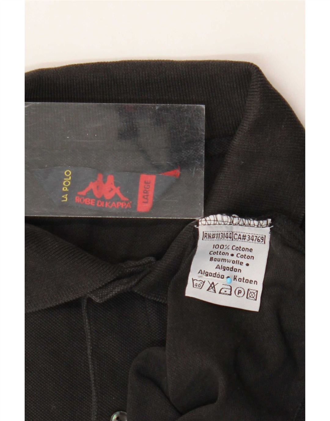 Camisa polo masculina Kappa grande algodão preto