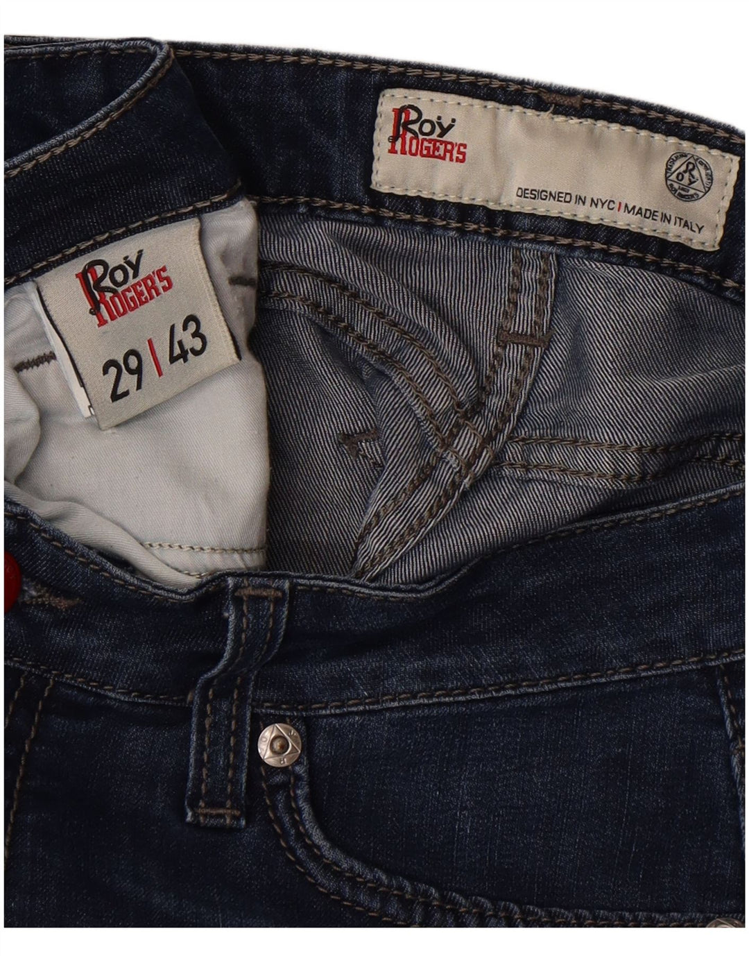Calça jeans reta feminina Roy Rogers W29 L28 algodão azul