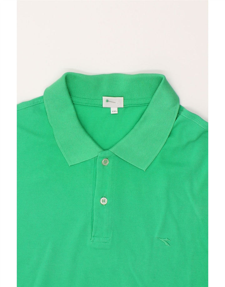 DIADORA Mens Polo Shirt 2XL Green Cotton Vintage Diadora and Second-Hand Diadora from Messina Hembry 