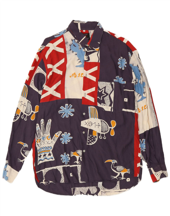 Camisa masculina Enara Camice com padrão abstrato XL azul marinho viscose