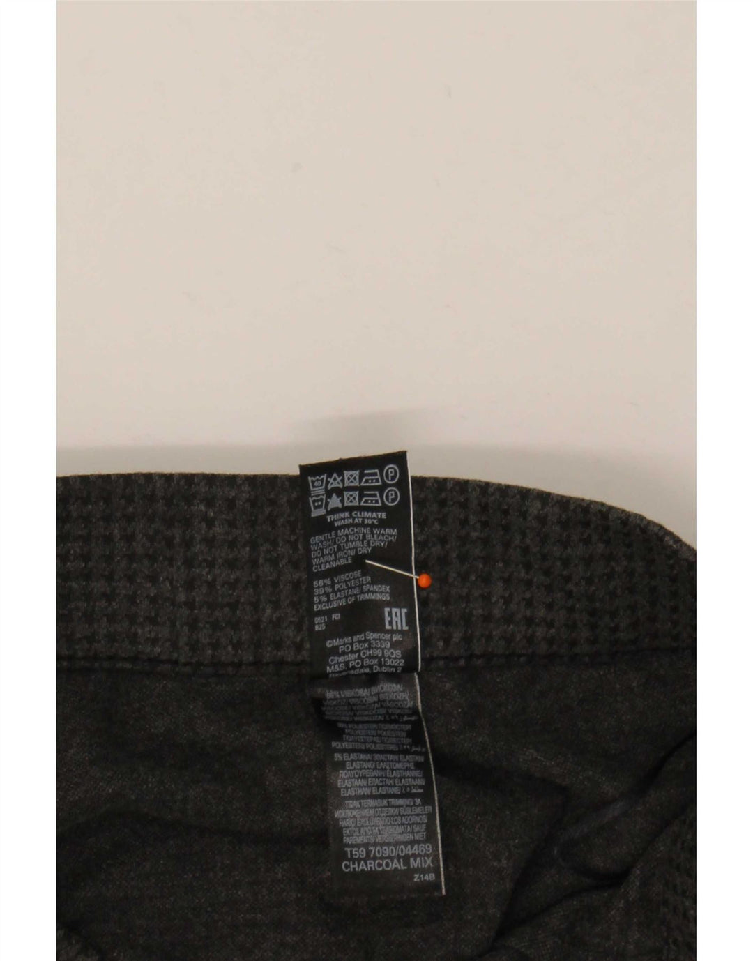 Calças Slim Femininas Marks & Spencer Reino Unido 16 Grande W32 L27 Cinza Houndstooth
