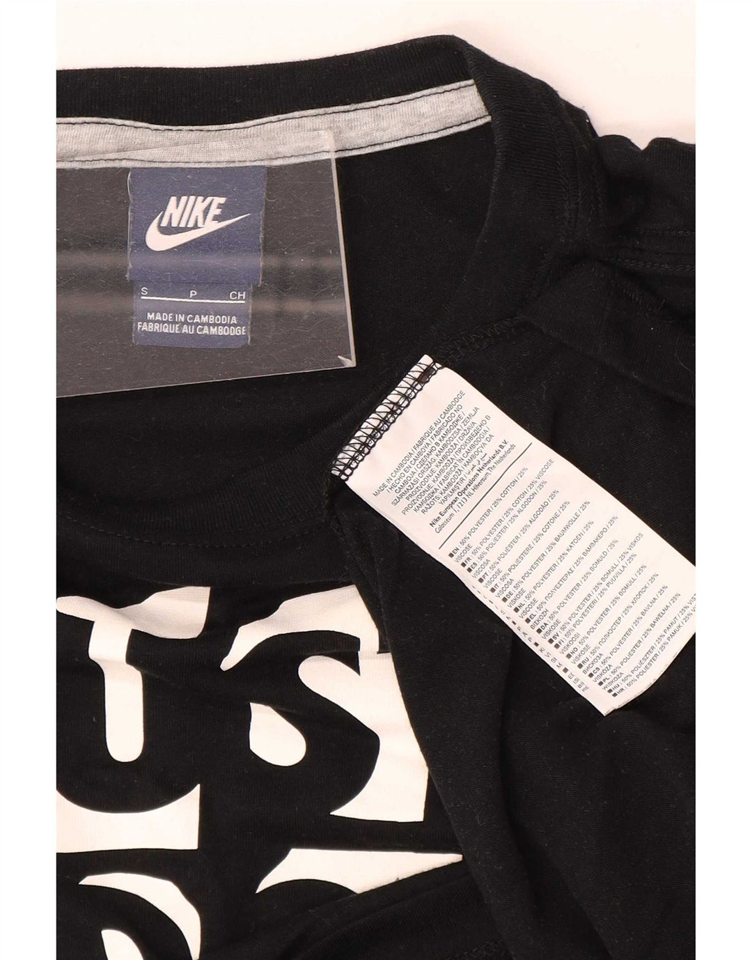 Camiseta Nike Feminina Crop Oversized Graphic Top UK 10 Pequena Poliéster Preta