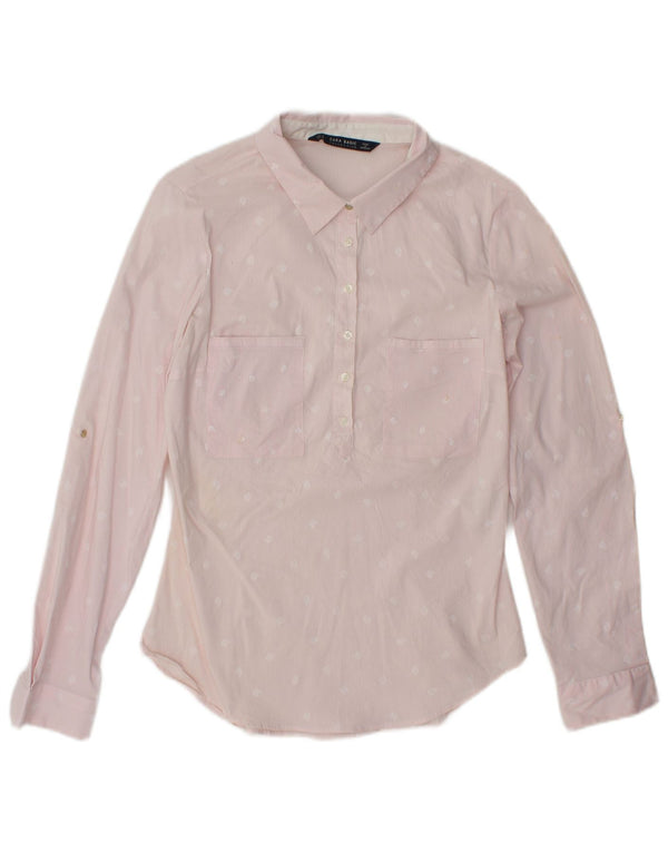 Pulôver feminino de manga comprida Zara Reino Unido 12 algodão paisley rosa médio