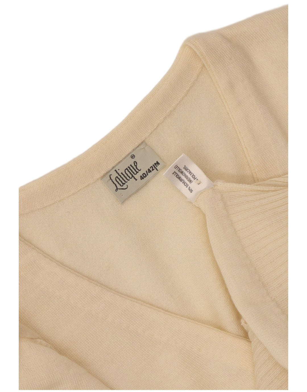 Suéter cardigã feminino vintage UE 40/42 médio off white lã